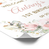 ウッドランドアニマルズグリーンフローラ誕生日歓迎 ポスター (角)