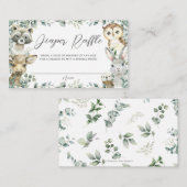 ウッドランドアニマルズグリーンベビーおむつラッフル エンクロージャーカード (正面/裏面)