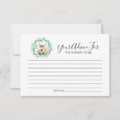 ウッドランドアニマルズグリーンベビーシャワーアドバイス 招待状 (正面)