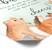 ウッドランドアニマルズグリーンベビーシャワーミモサバーサイン ポスター (角)