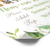 ウッドランドアニマルズグリーンベビーシャワーモモモザバー ポスター (角)