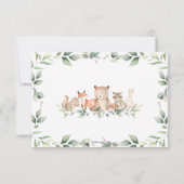 ウッドランドアニマルズグリーン新生児ボーイフォト誕生 案内状 (裏面)