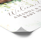 ウッドランドアニマルズグリーン男の赤ちゃんシャワーウェルカム ポスター (角)