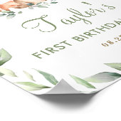 ウッドランドアニマルズグリーン誕生日ウェルカムサイン ポスター (角)