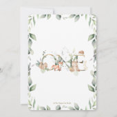 ウッドランドアニマルズグリーン1stバースデーボーイガール 招待状 (裏面)