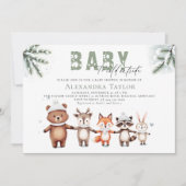 ウッドランドアニマルズコールドアウトサイドウィンターベイビーシャワー 招待状 (正面)