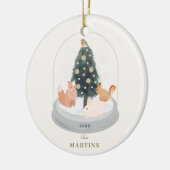 ウッドランドアニマルズスノーグローブホワイトホリデー写真 セラミックオーナメント (左)