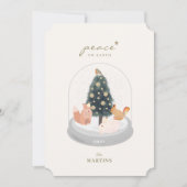 ウッドランドアニマルズスノーグローブ金ゴールドクリスマスカード 招待状 (正面)