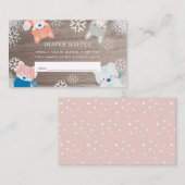 ウッドランドアニマルズスノーピンクおむつラッフルチケット エンクロージャーカード (正面/裏面)