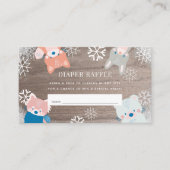 ウッドランドアニマルズスノーピンクおむつラッフルチケット エンクロージャーカード (正面)