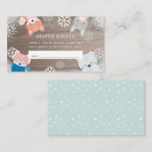 ウッドランドアニマルズスノーブルーおむつラッフルチケット エンクロージャーカード (正面/裏面)