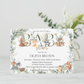 ウッドランドアニマルズセージ緑の中性ベビーシャワー 招待状 (スタンド正面)