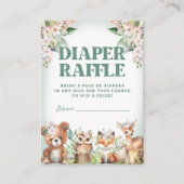 ウッドランドアニマルズソフトグリーン&フローラおむつラッフル エンクロージャーカード (正面)
