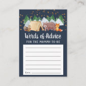 ウッドランドアニマルズナイトキャンピングベビーシャワーアドバイス エンクロージャーカード (正面)