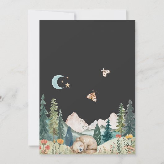 ウッドランドアニマルズナイトフォレストシーンベビーシャワー 招待状 (裏面)