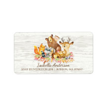 ウッドランドアニマルズニュートラルベビーシャワー住所 シール