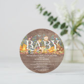 ウッドランドアニマルズニュートラルベビーシャワー招待状 招待状 (スタンド正面)