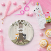 ウッドランドアニマルズニュートラルベビーシャワー ペーパープレート (パーティー)