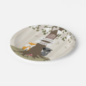 ウッドランドアニマルズニュートラルベビーシャワー ペーパープレート (アングル)