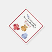 ウッドランドアニマルズネームモダンバースデーパーティー紙 スタンダードカクテルナプキン (角)