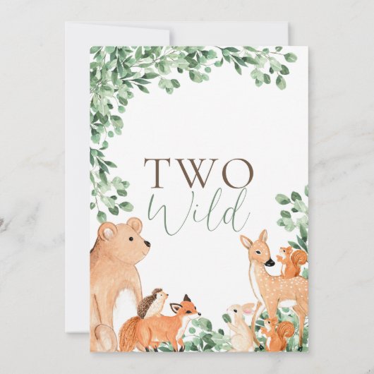 ウッドランドアニマルズバイワイルドセカンド誕生日 招待状 (裏面)