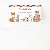 ウッドランドアニマルズバーガンディ&ピンクフローラバナー 横断幕 (インサイチュ)