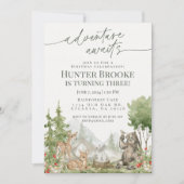 ウッドランドアニマルズバースデーパーティードジー 招待状 (正面)