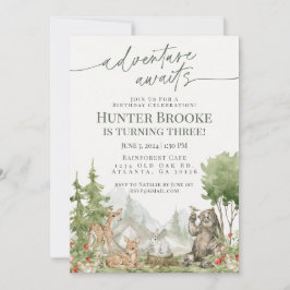 ウッドランドアニマルズバースデーパーティードジー 招待状