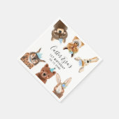 ウッドランドアニマルズバースデーパーティーブルー スタンダードカクテルナプキン (角)