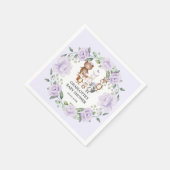 ウッドランドアニマルズパープルフローラリースベビーガール スタンダードカクテルナプキン (角)