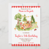 ウッドランドアニマルズピクニックバースデーパーティー 招待状 (正面)