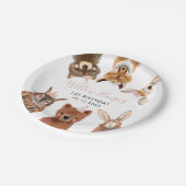 ウッドランドアニマルズピンクの誕生日パーティー ペーパープレート (アングル)