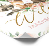 ウッドランドアニマルズピンクフローラ誕生日歓迎 ポスター (角)