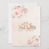 ウッドランドアニマルズピンクフローラ金ゴールドガール誕生日 招待状 (裏面)