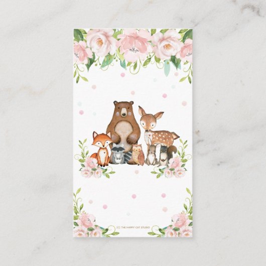 ウッドランドアニマルズピンク赤面フローラおむつラッフル エンクロージャーカード (裏面)