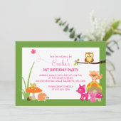ウッドランドアニマルズファースト誕生日招待状 招待状 (スタンド正面)
