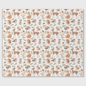 ウッドランドアニマルズフォレストディアキツネヘッジホッグ誕生日 ラッピングペーパー (フラット)
