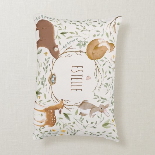 ウッドランドアニマルズフォレストフレンズ赤ちゃんシャワー アクセントクッション (裏面(縦))