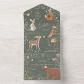 ウッドランドアニマルズフォレストフレンズ赤ちゃんシャワー オールインワン招待状 (内側)