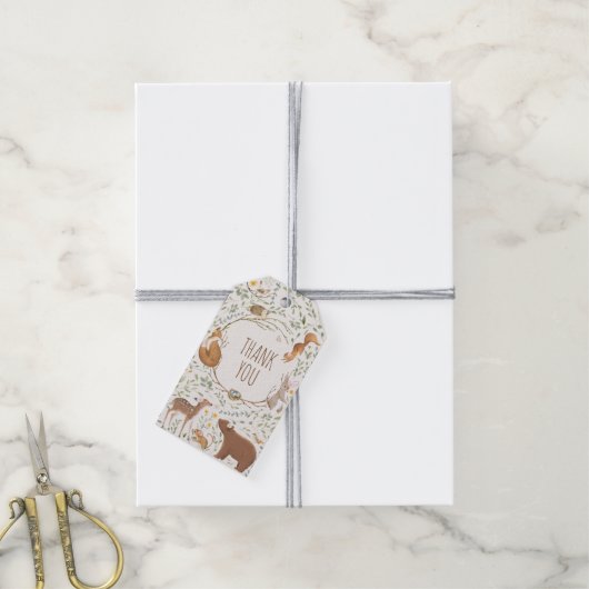 ウッドランドアニマルズフォレストフレンズ赤ちゃんシャワー ギフトタグ (より糸付き)