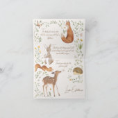 ウッドランドアニマルズフォレストフレンズ赤ちゃんシャワー サンキューカード (内部)