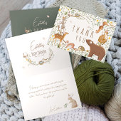 ウッドランドアニマルズフォレストフレンズ赤ちゃんシャワー サンキューカード