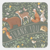 ウッドランドアニマルズフォレストフレンズ赤ちゃんシャワー スクエアシール (正面)