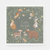 ウッドランドアニマルズフォレストフレンズ赤ちゃんシャワー スタンダードランチョンナプキン (正面)