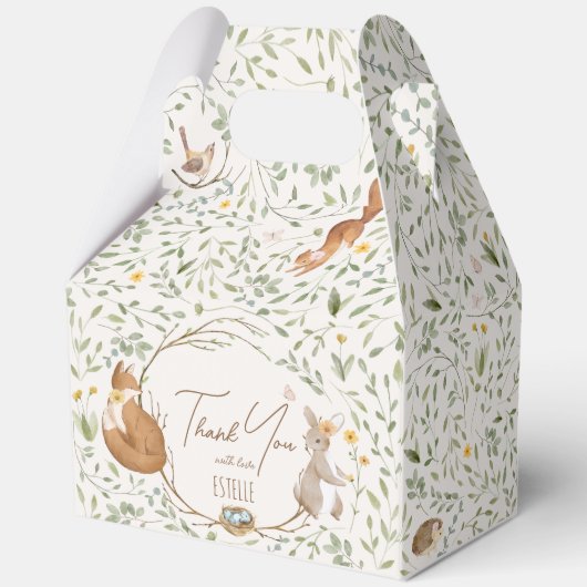 ウッドランドアニマルズフォレストフレンズ赤ちゃんシャワー フェイバーボックス (裏面)