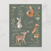 ウッドランドアニマルズフォレストフレンズ赤ちゃんシャワー ポストカード (正面)