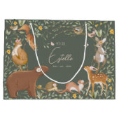 ウッドランドアニマルズフォレストフレンズ赤ちゃんシャワー ラージペーパーバッグ (裏面)