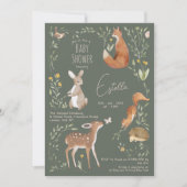 ウッドランドアニマルズフォレストフレンズ赤ちゃんシャワー 招待状 (正面)