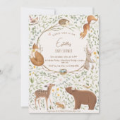 ウッドランドアニマルズフォレストフレンズ赤ちゃんシャワー 招待状 (正面)