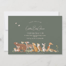 ウッドランドアニマルズフォレストフレンズ赤ちゃんシャワー 招待状